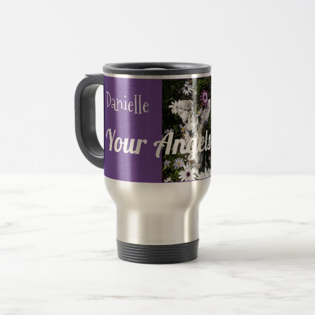 Mug De Voyage Vos anges sont toujours avec vous Floral Blue Ange (Devant gauche)
