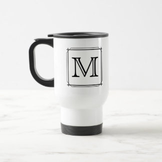 Mug De Voyage Votre lettre. Monogramme personnalisé.Noir et blan