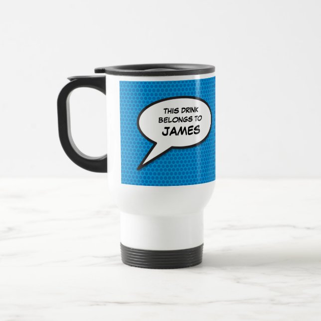 Mug De Voyage Votre message bulle de discours Fun rétro bande de (Gauche)
