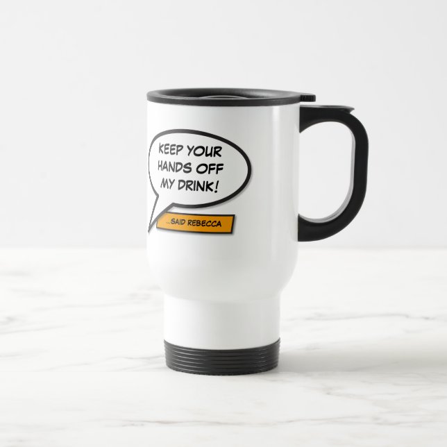 Mug De Voyage Votre message bulle de discours Fun rétro bande de (Droite)