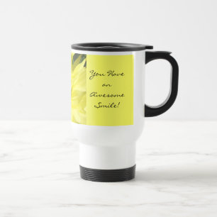 Mug De Voyage Vous avez un sourire génial ! Fleur de Dahlia jaun