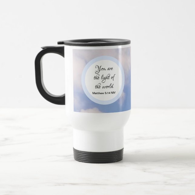 Mug De Voyage Vous êtes la Lumière du monde Bible Verse Bleu Tr (Gauche)