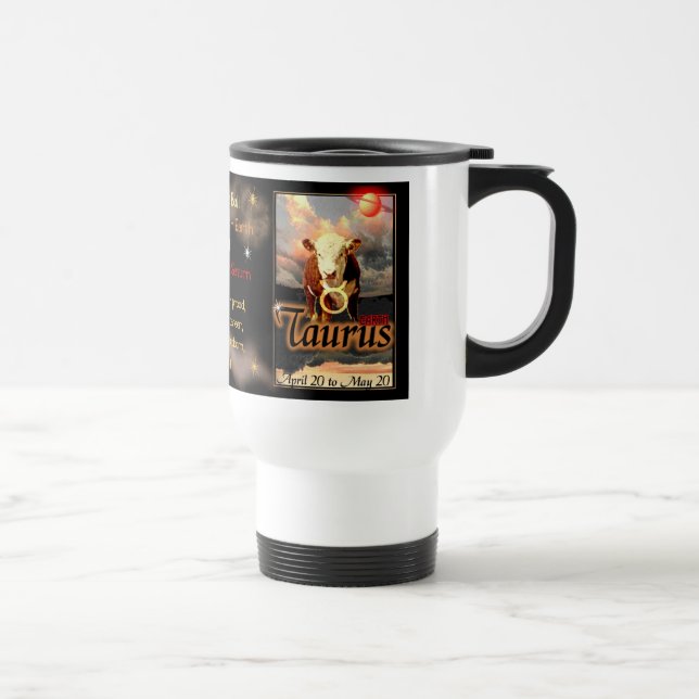 Mug De Voyage Voyage blanc de zodiaque de Taureau (Droite)