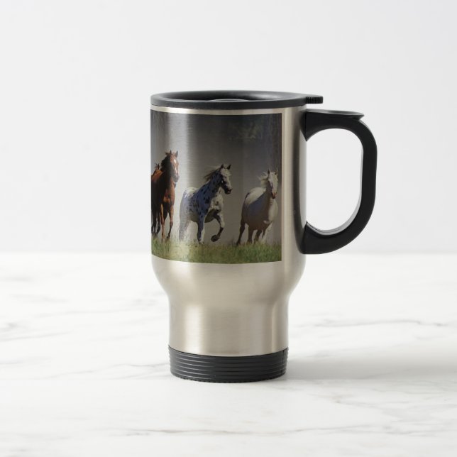 Mug De Voyage Voyage courant de chevaux/tasse de banlieusard (Droit)