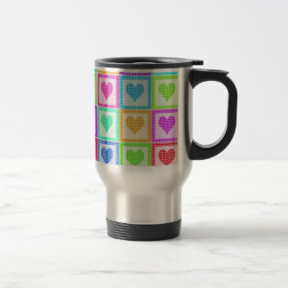 Mug De Voyage Voyage de motif d'édredon de coeur d'arc-en-ciel