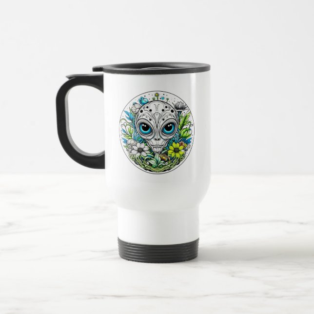 Mug De Voyage Voyager cosmique | Floral extraterrestre Alien (Gauche)