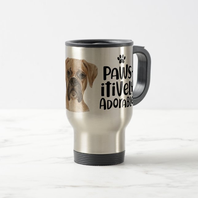 Mug De Voyage Watercolor Boxer drôle chien devis (Devant droit)