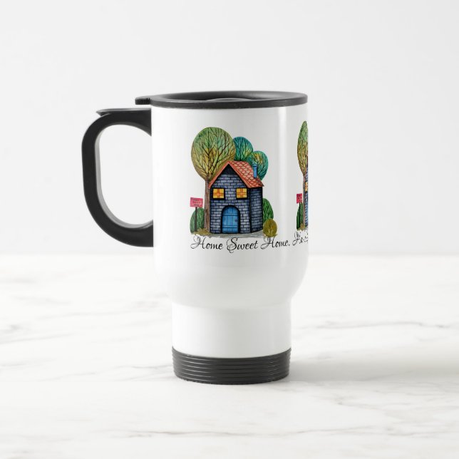 Mug De Voyage Watercolor cute Home Sweet Home Art (Gauche)