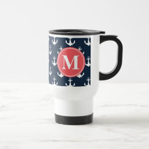 Mug De Voyage Watermelon Monogrammed Marine Blue Ancre Motif