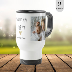 Mug De Voyage We Love You Poppy 2 Photo Collage Grand-père