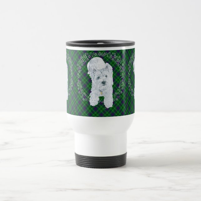 Mug De Voyage Westie sur Tartan (Centre)