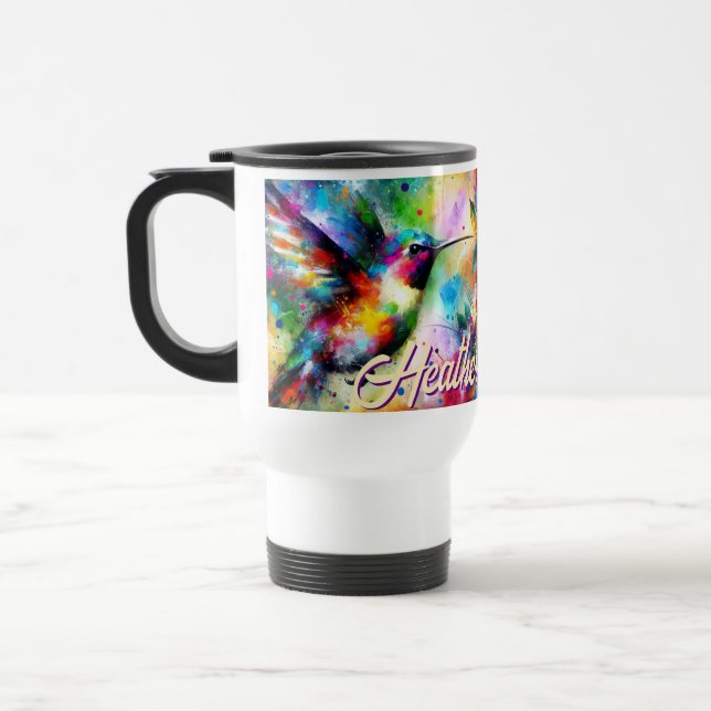Mug De Voyage Whimsical Colorful Hummingbird Bird Personnalisé (Gauche)