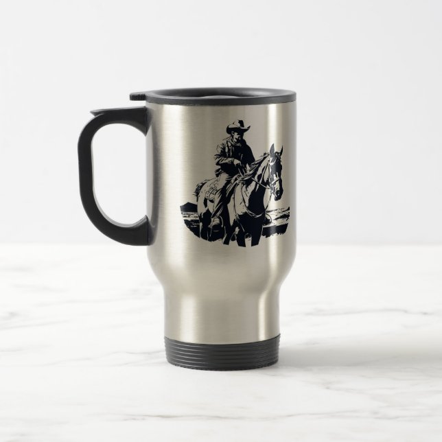 Mug De Voyage Wild West Cowboy Horse Back Riding (Gauche)