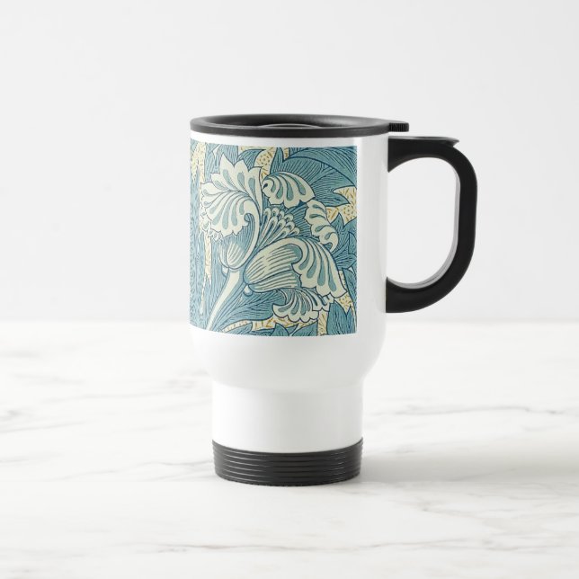 Mug De Voyage William Morris Classique Tulipe Bleu Floral (Droite)
