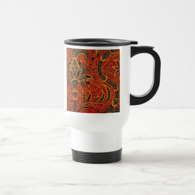 Mug De Voyage William Morris India Rouge Floral Vintage Classiqu (Droite)