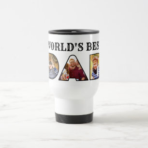 Mug De Voyage Worlds Best Dad Quote  Modern 3 Photo Collage