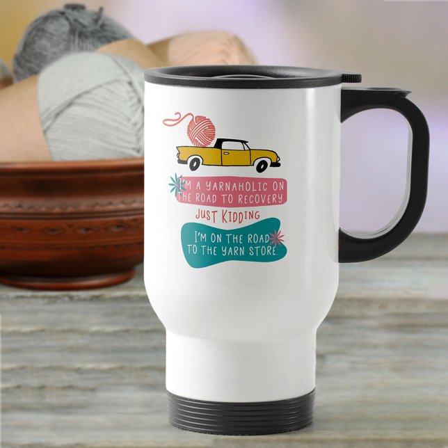 Mug De Voyage Yarnaholic Funny Tricot Dire w. Fil sur camion (Créateur téléchargé)