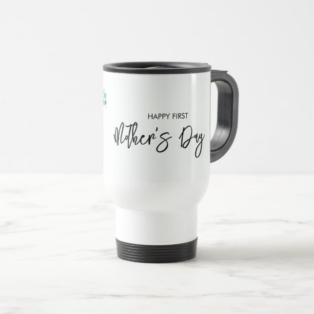 Mug De Voyage Your First Mother's Day Rose Greenery Photo (Devant droit)