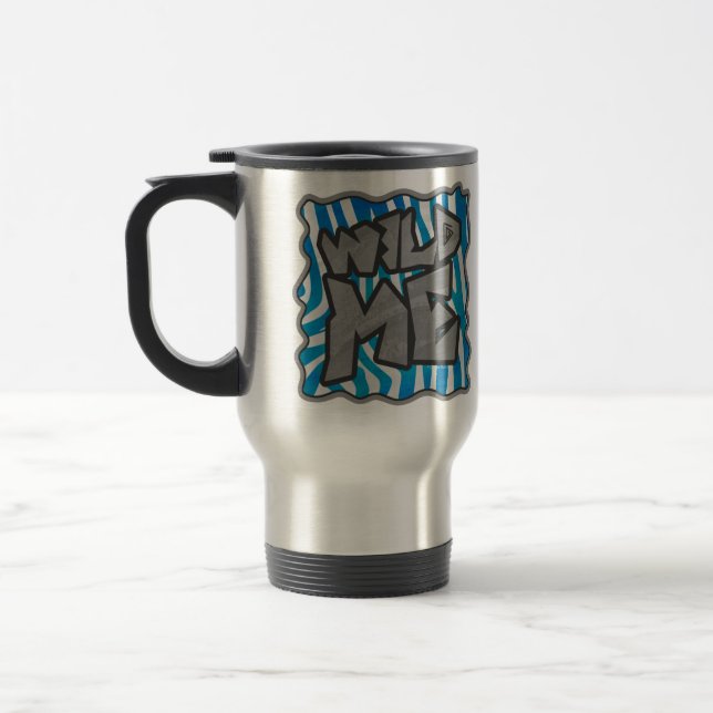 Mug De Voyage Zebra Silhouette bleu et blanc (Gauche)