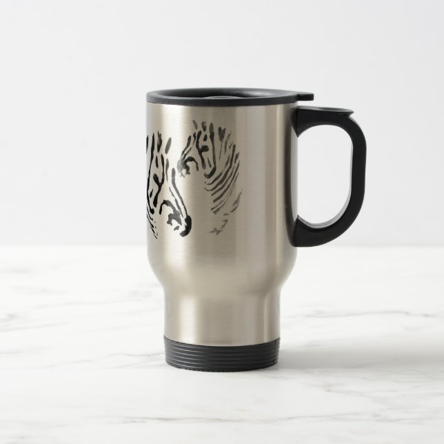 Mug De Voyage Zebras Monochrome Wildlife Art (Droit)