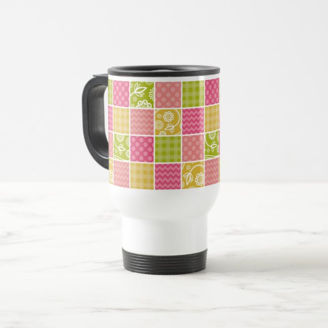 Mug De Voyage Zigzag, Chevron, Pois, En vichy, Patchwork (Devant gauche)