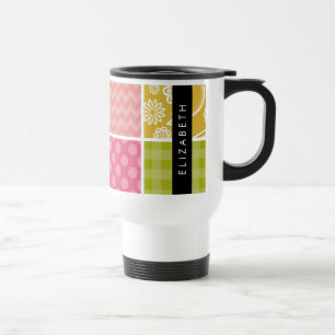 Mug De Voyage Zigzag, Chevron, Pois, En vichy, Votre Nom