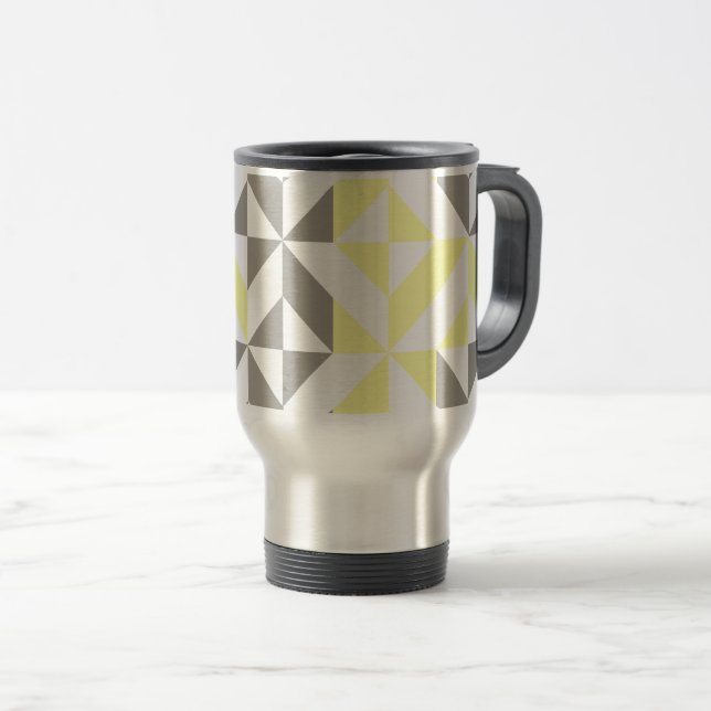 Mug De Voyage ZigZag géométrique jaune et argent (Devant droit)