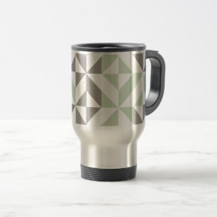 Mug De Voyage ZigZag géométrique Sage Green et Silver