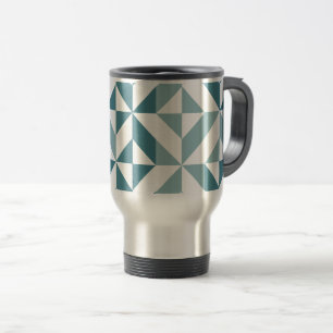 Mug De Voyage ZigZag géométrique vert turquoise à deux tons
