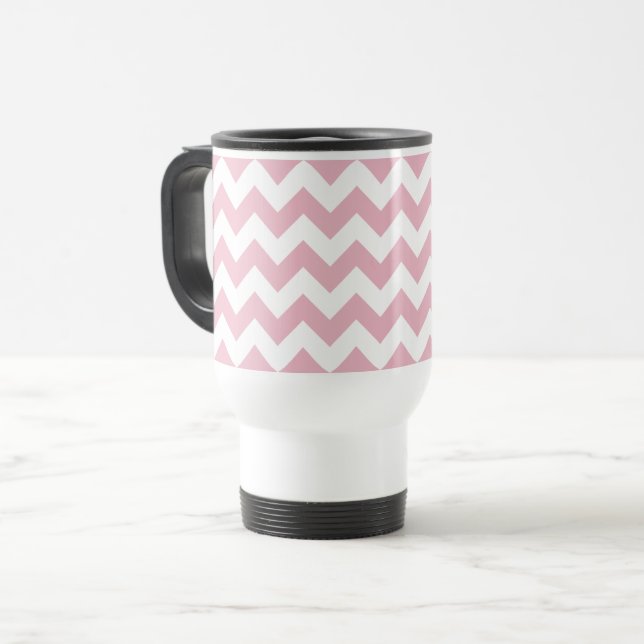 Mug De Voyage Zigzag rose, Chevron rose, Motif géométrique (Devant gauche)