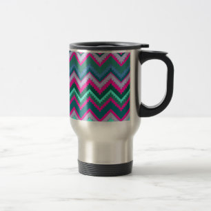 Mug De Voyage Zigzags tribaux roses bleus turquoises de Chevron