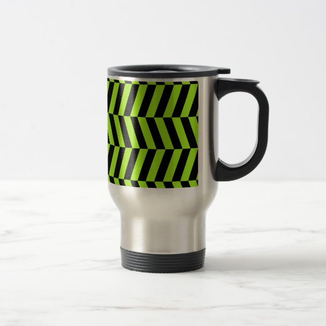 Mug De Voyage Zigzags verts et noirs au néon géniaux Chevron (Droit)