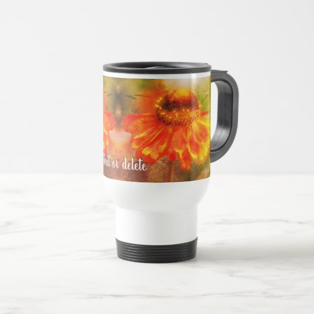 Mug De Voyage Zinnia Abstrait Flower Art personnalisé (Devant droit)