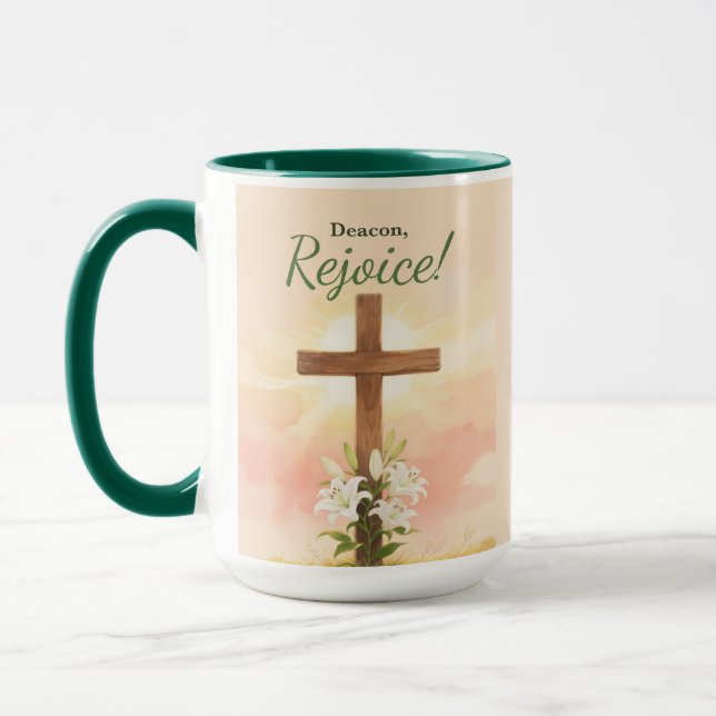 Mug Deacon Easter Rejoice Cross and Lilies (Gauche)