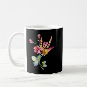 Mug Deaf Pride ASL Teacher Floral ILY Love Sign Langua