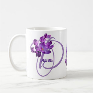 Mug Debbie nom mauve crocus floral