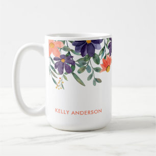 Mug Décalque Monogrammé à Motif de Feuillage Botanique