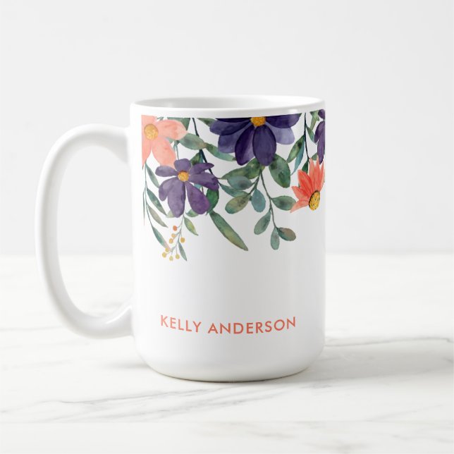 Mug Décalque Monogrammé à Motif de Feuillage Botanique (Gauche)