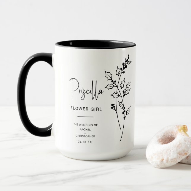Mug Décembre Flower Girl | Fleur de naissance Holly Be (Avec donut)