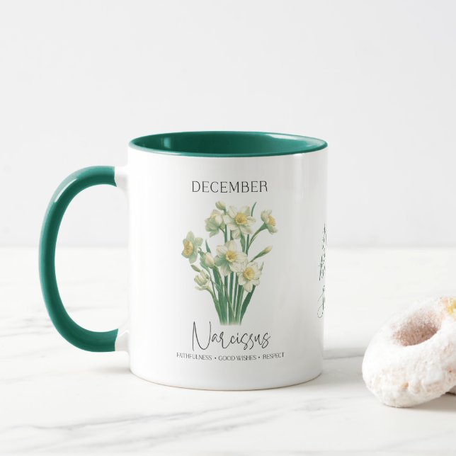 Mug Décembre Mois de naissance Fleur Narcisse Gif d'an (Avec donut)