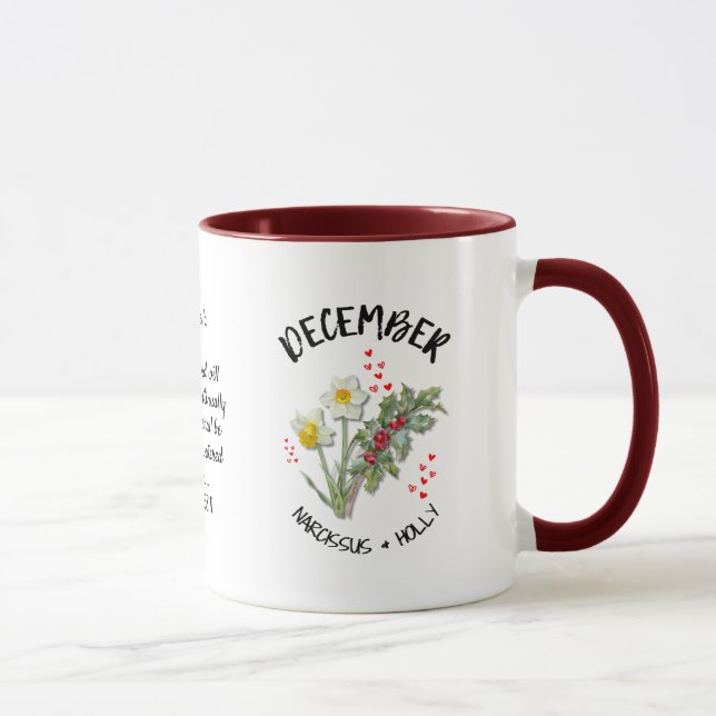 Mug DÉCEMBRE Mois de naissance Fleur Nom personnalisé  (Droite)