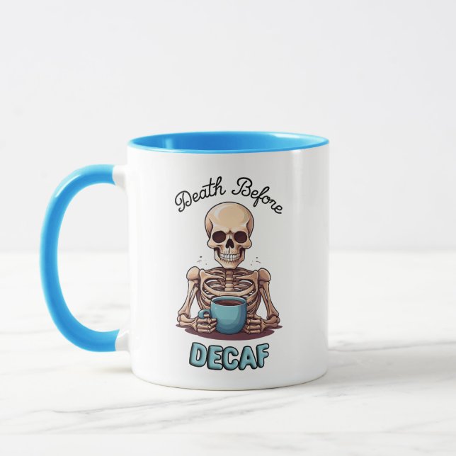 Mug Décès avant décaf ; accro au café (Gauche)
