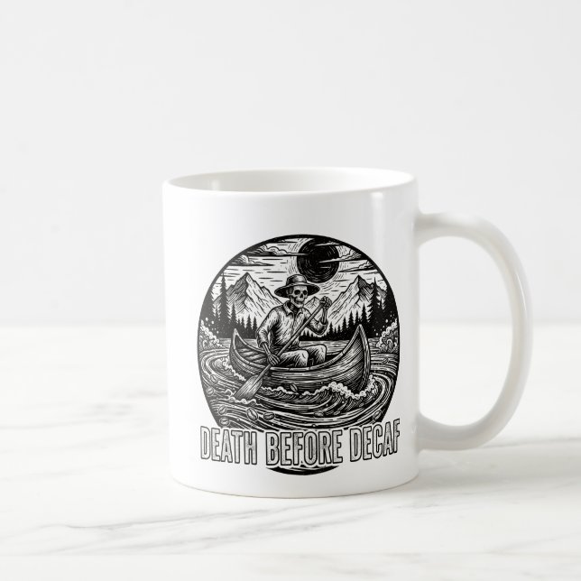 Mug Décès avant décaf Skeleton Canoe Design (Droite)