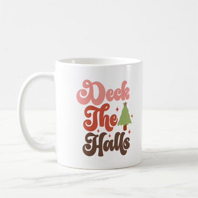 Mug Deck Halls Retro Vacances de Noël Super (Gauche)
