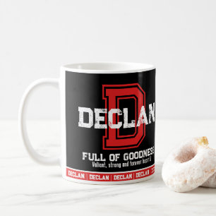 Mug Declan nom signifiant sport monogramme rouge noir