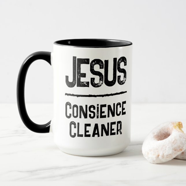 Mug Déclaration de foi chrétienne Nettoyeur de Conscie (Avec donut)