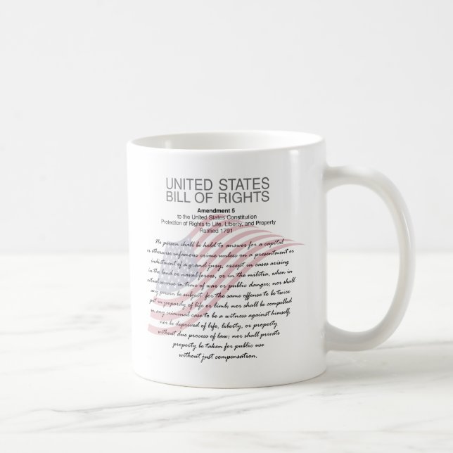 Mug Déclaration Des Droits Des États-Unis. Cinquième a (Droite)