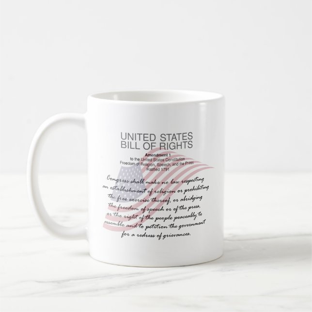 Mug Déclaration Des Droits Des États-Unis. Premier ame (Gauche)