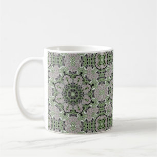 Mug Déco gris vert noir ornemental abstrait sans coutu