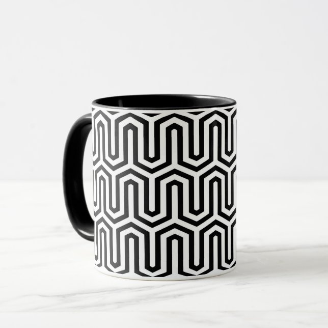 Mug Déco motif égyptien - noir et blanc (Devant gauche)